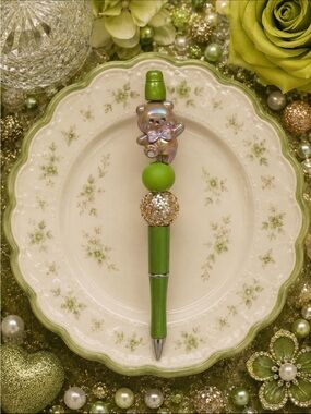 Handmade Green Bear Decorative Ballpoint Pen - Novelty Home Office Stationery